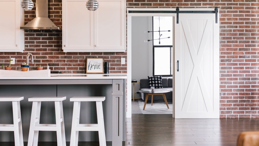 Southern California exposed brick barn door